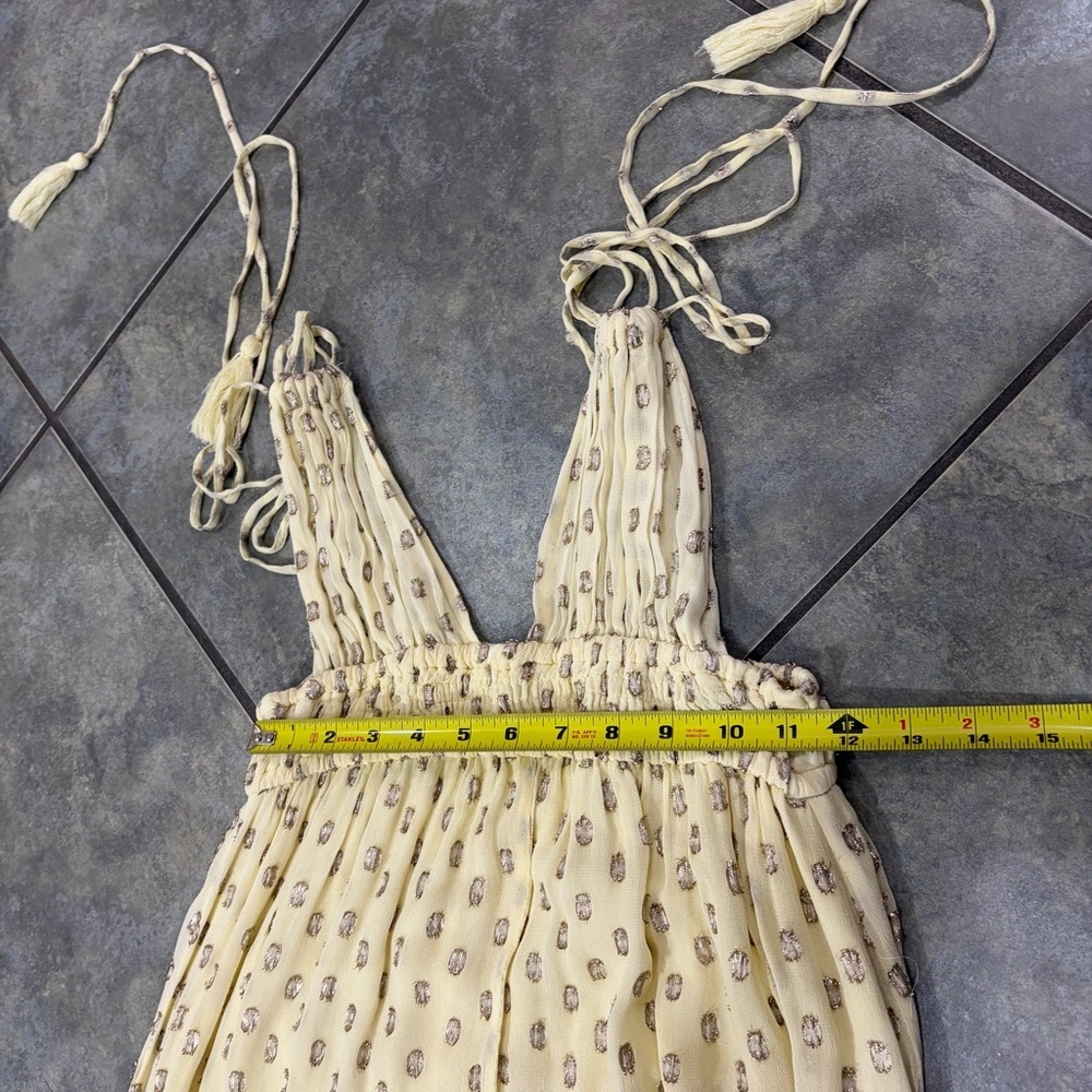 En Creme Womens Deep V-Neck Light Yellow Maxi Dress Sz S Wedding Party Beach EUC - Picture 12 of 16